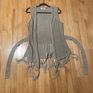 Heartly Tan Open Wrap Around Sweater